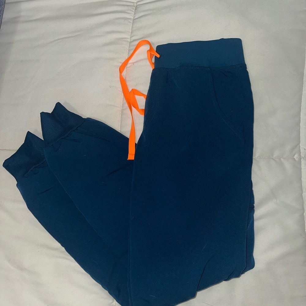 Figs Women's Navy Joggers with Orange Accent